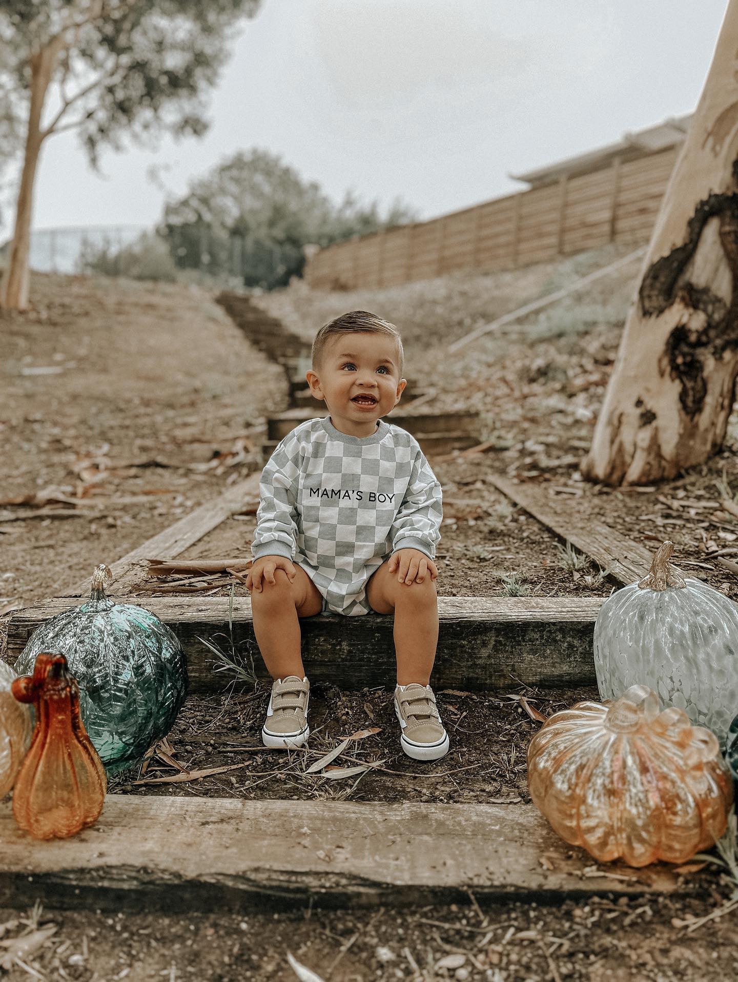“MAMA’S BOY” CHECKERED ROMPER