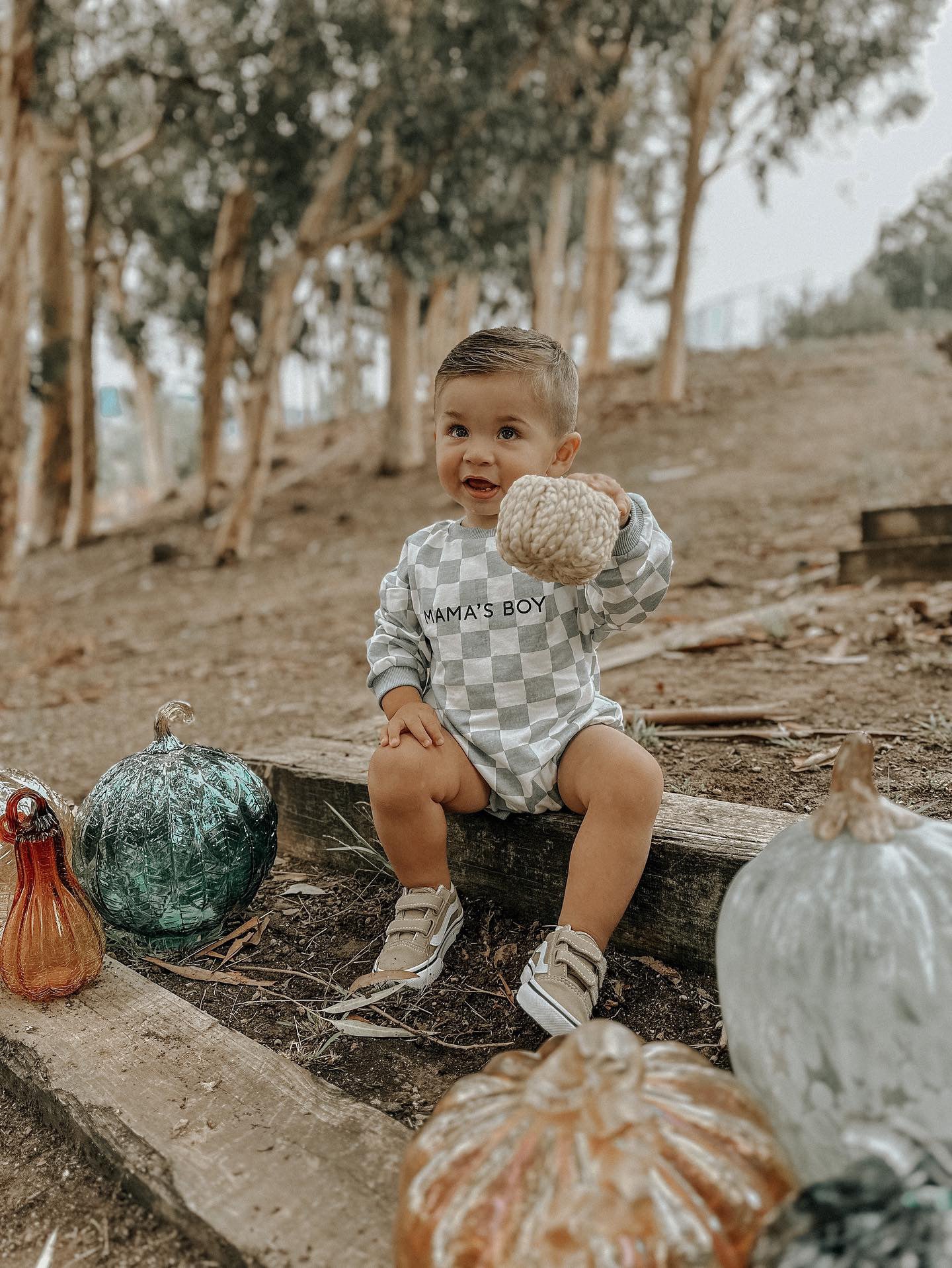 “MAMA’S BOY” CHECKERED ROMPER