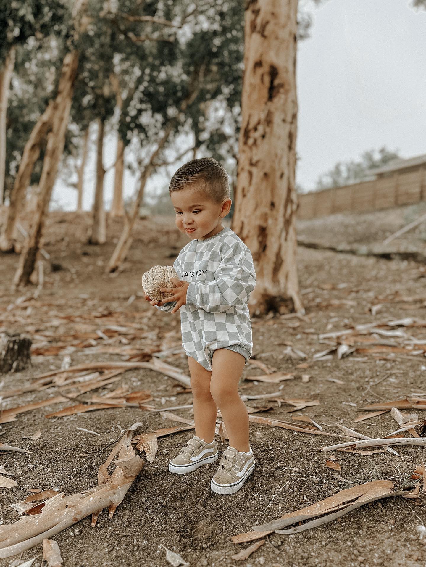 “MAMA’S BOY” CHECKERED ROMPER