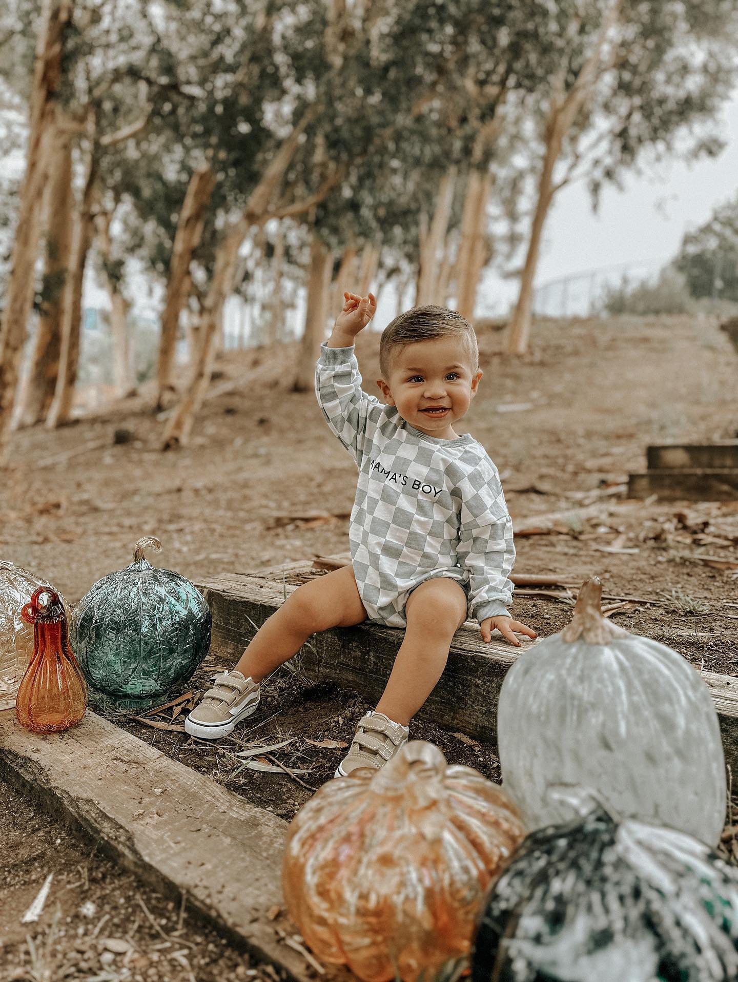 “MAMA’S BOY” CHECKERED ROMPER