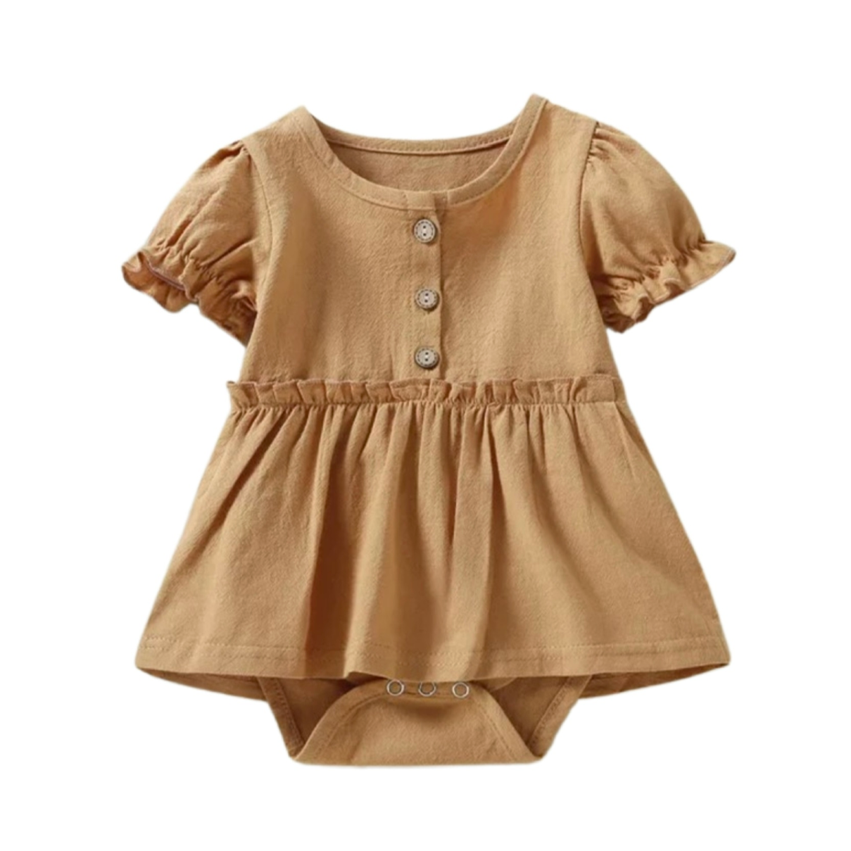 SHORT SLEEVE RUFFLE ROMPER DRESS