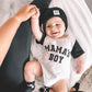 “MAMA’S BOY” TWO TONE SHORT SLEEVE ONESIE