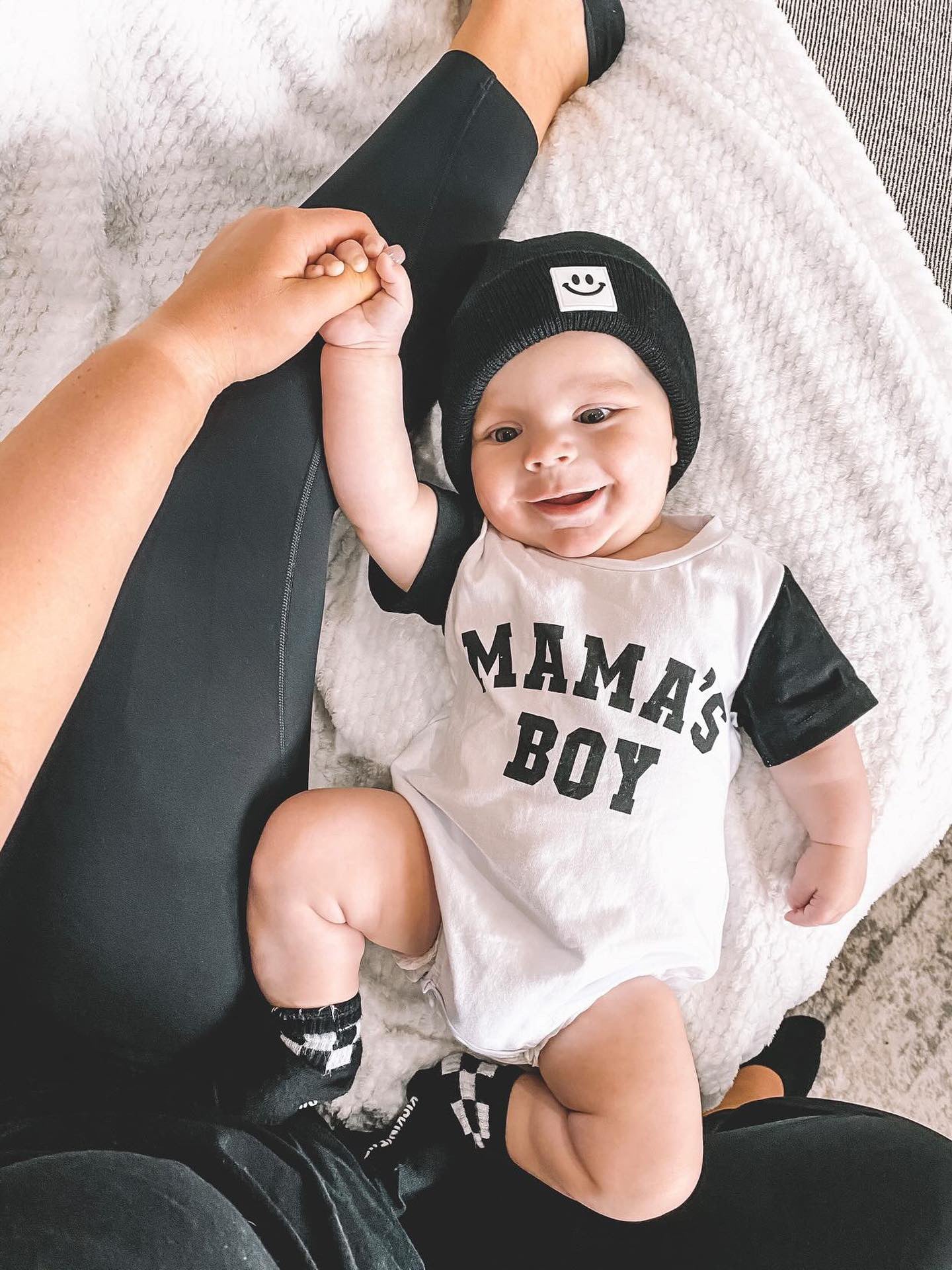 “MAMA’S BOY” TWO TONE SHORT SLEEVE ONESIE