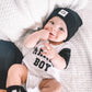 “MAMA’S BOY” TWO TONE SHORT SLEEVE ONESIE