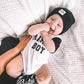 “MAMA’S BOY” TWO TONE SHORT SLEEVE ONESIE
