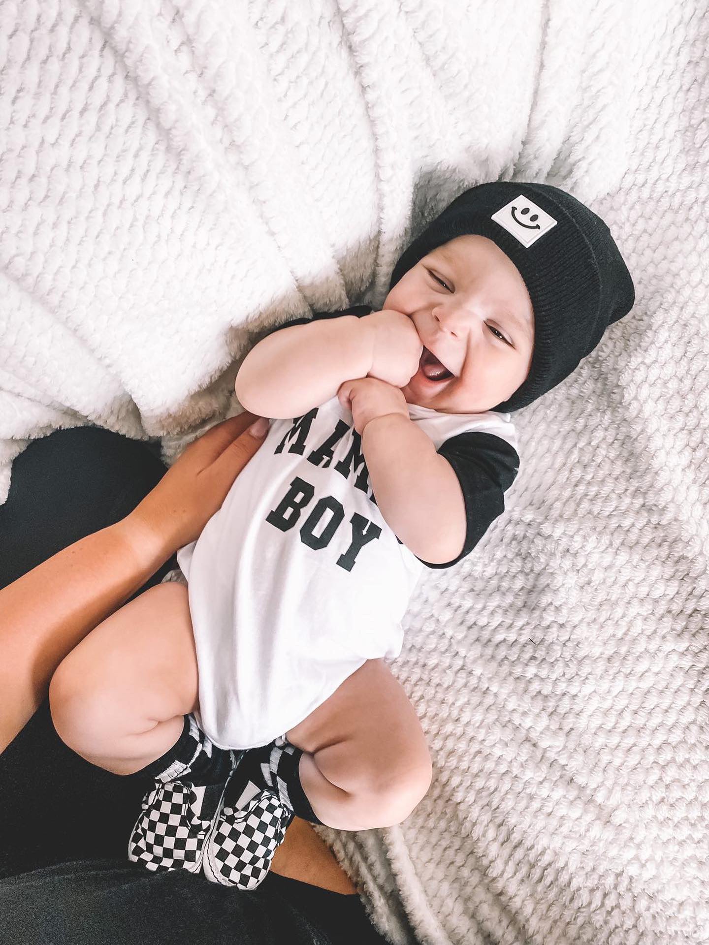 “MAMA’S BOY” TWO TONE SHORT SLEEVE ONESIE