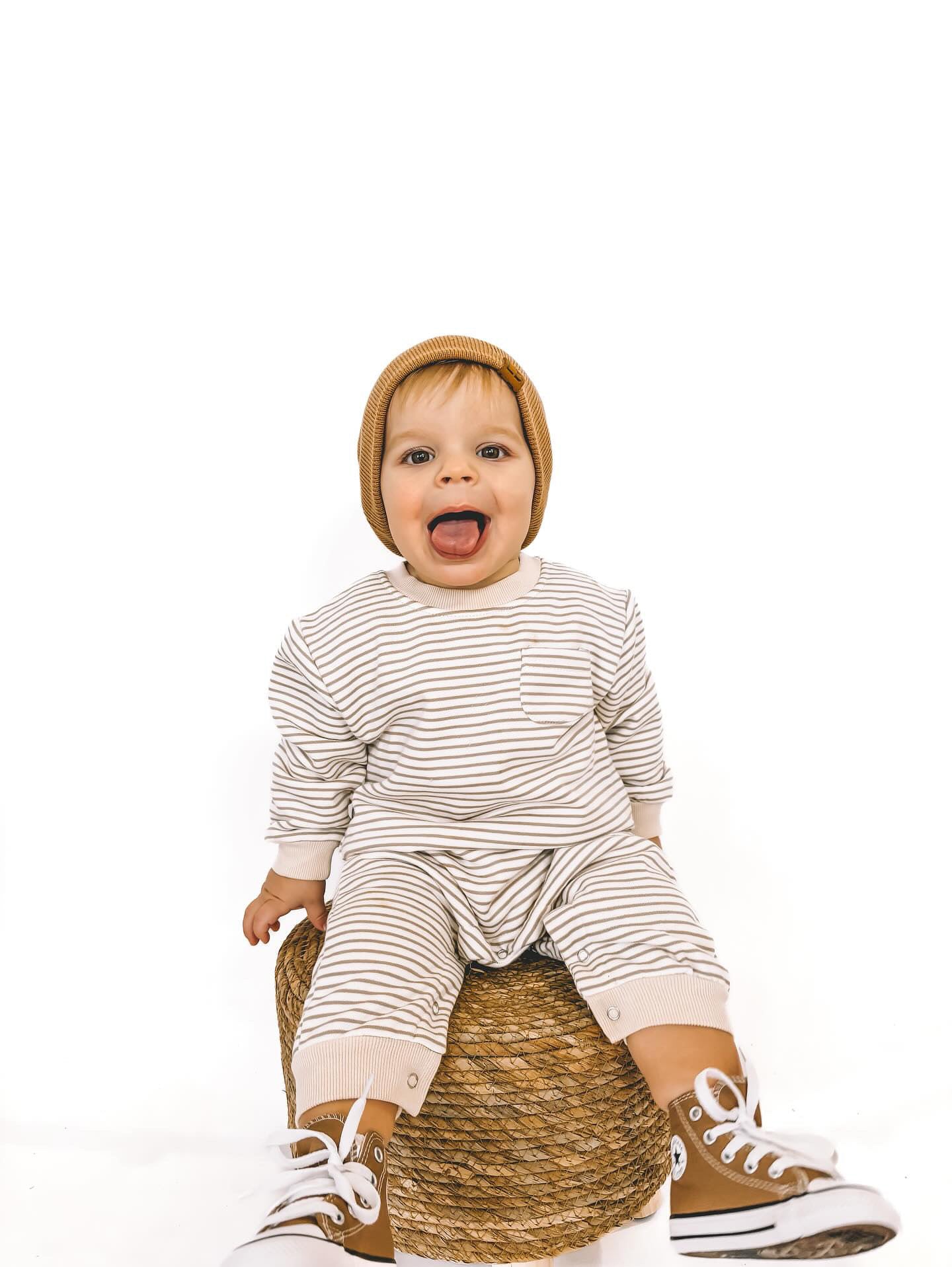 FLEECE STRIPED ROMPER