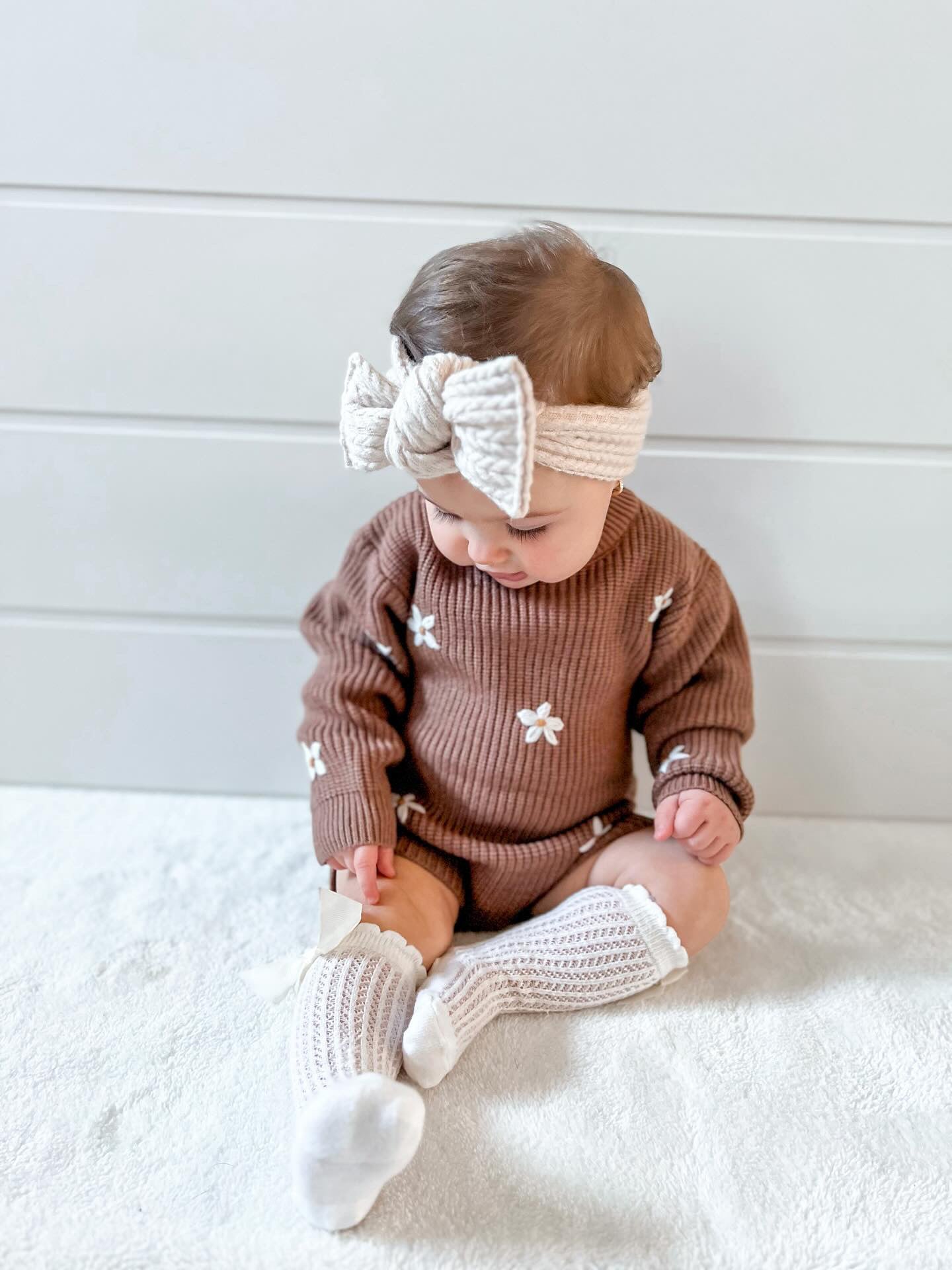 KNITTED FLOWER SWEATER ROMPER