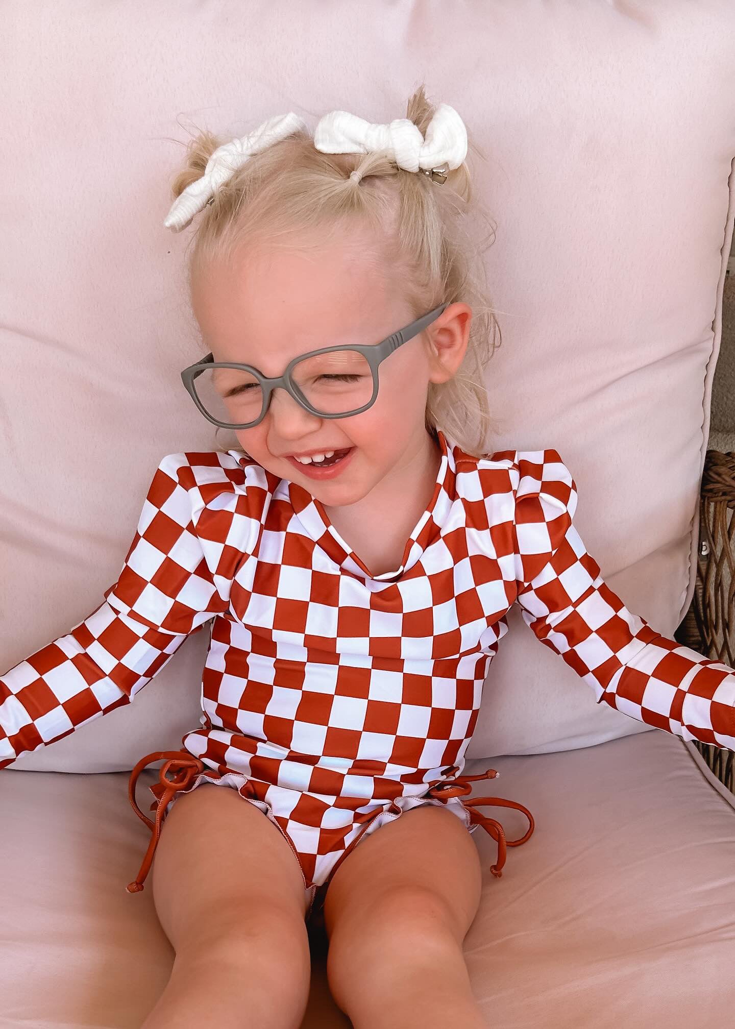 CHECKERED SWIMSUIT WITH RUFFLES