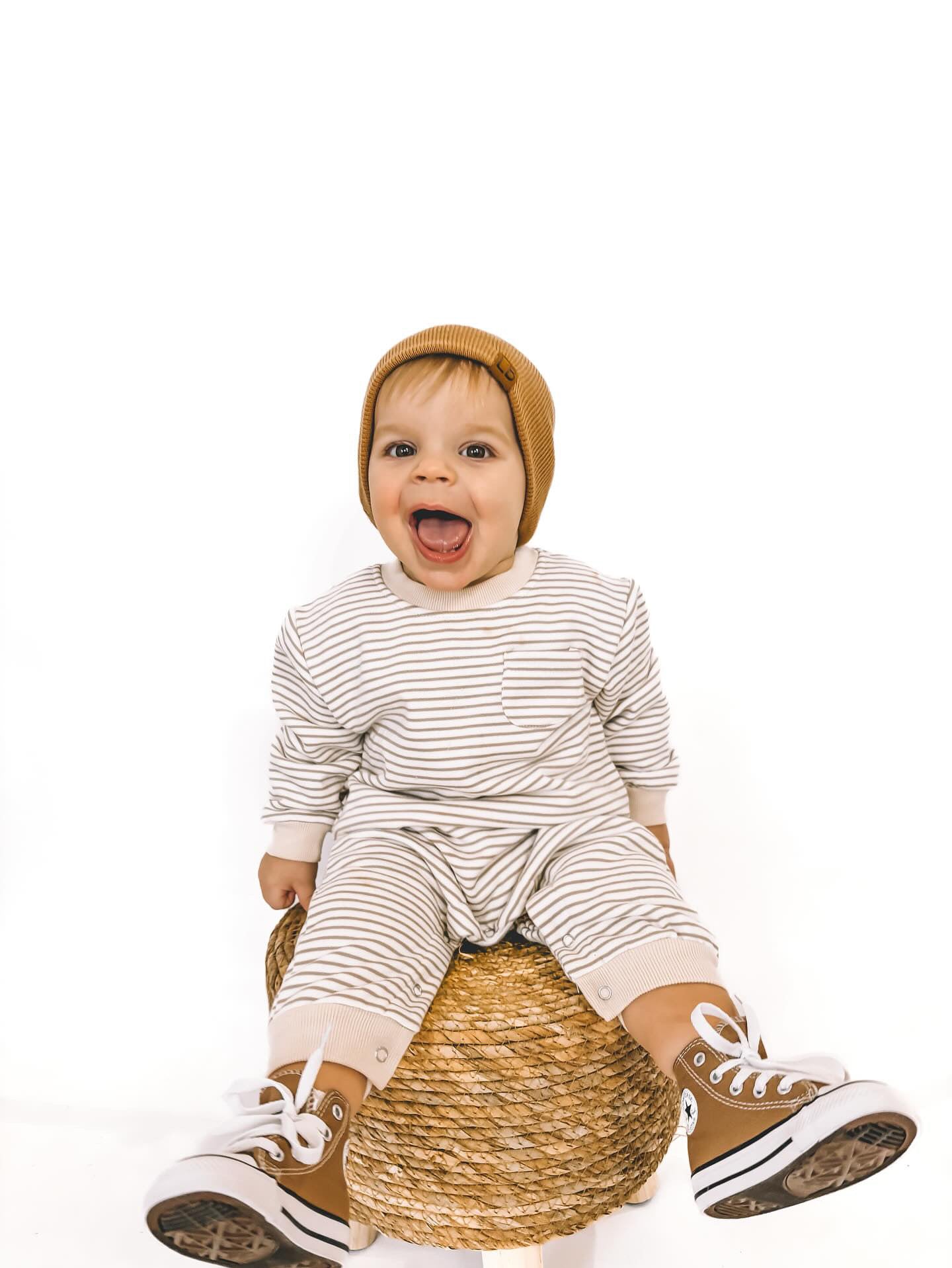 FLEECE STRIPED ROMPER