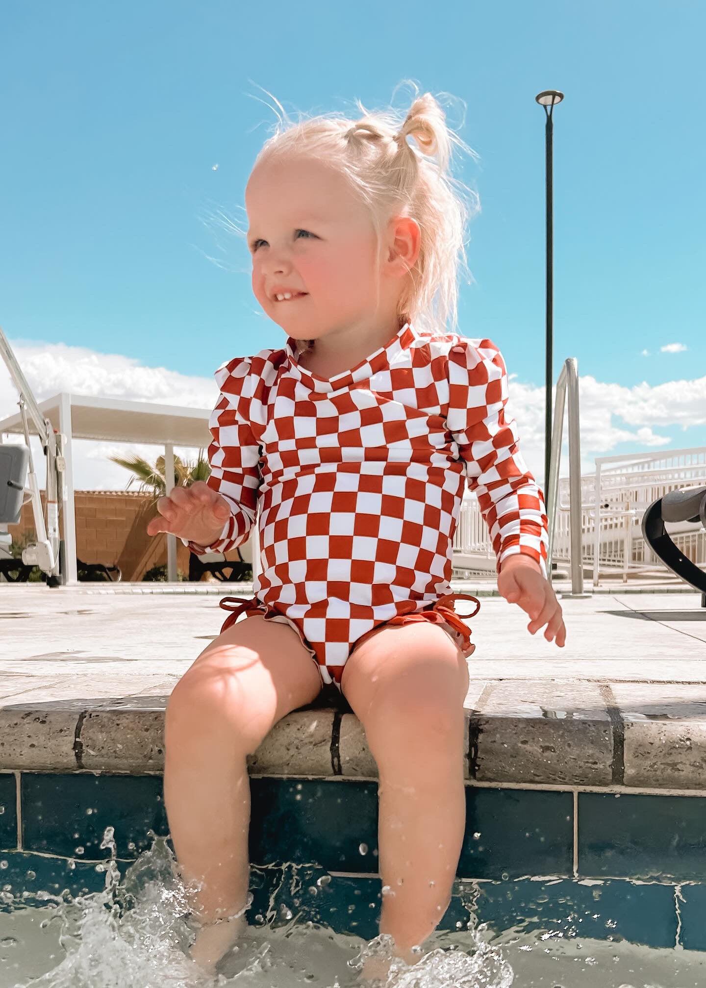 CHECKERED SWIMSUIT WITH RUFFLES