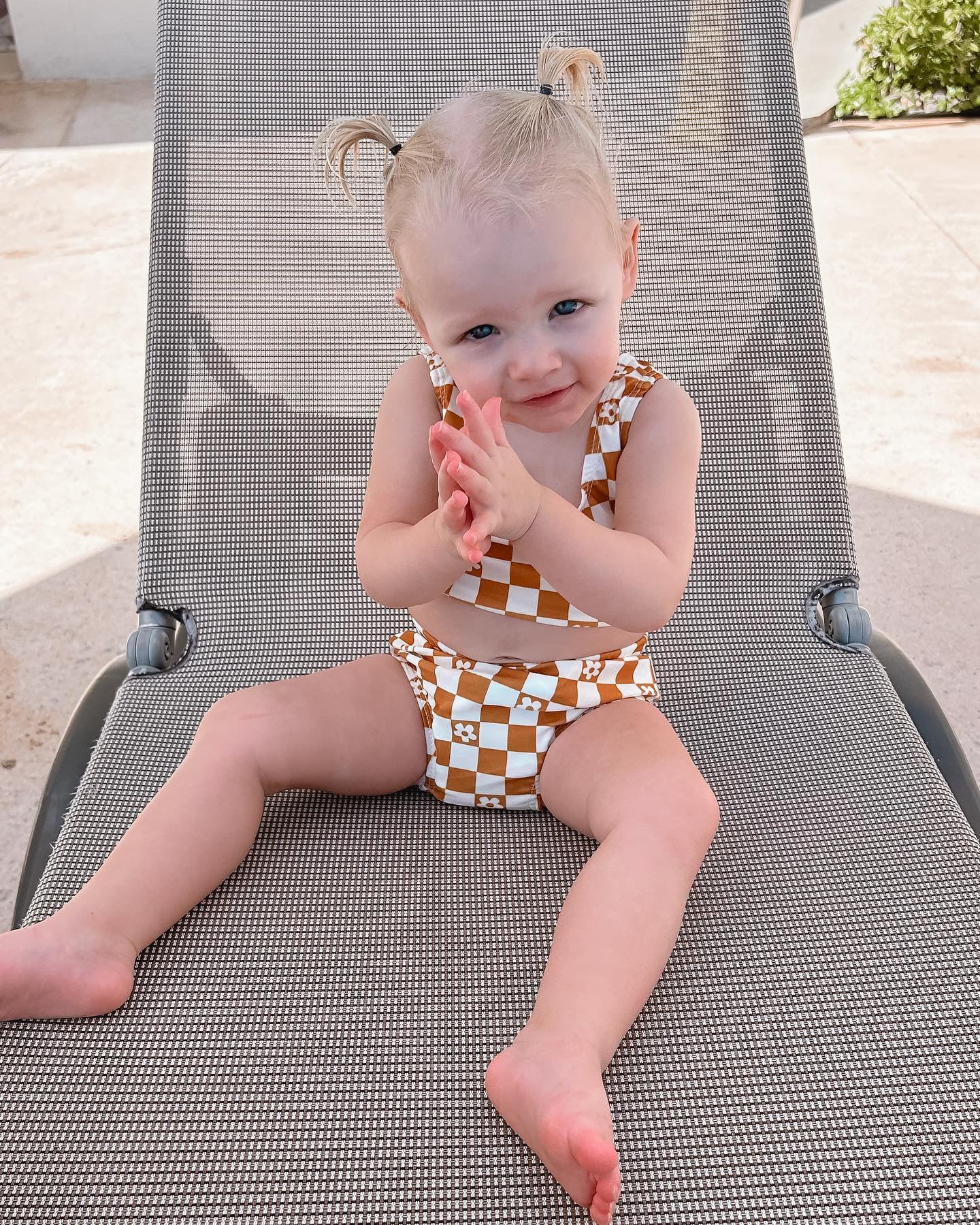 CHECKERED CREAMSICLE SWIMSUIT