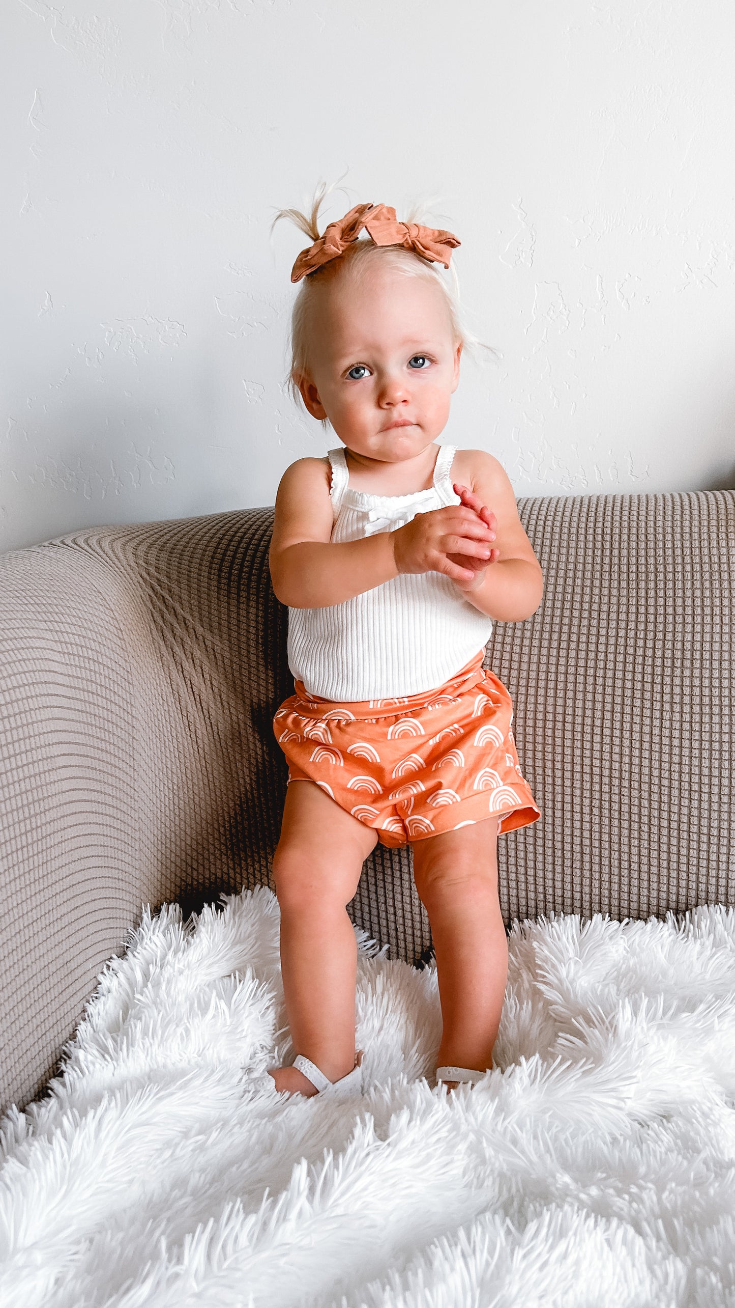 TANKTOP ONESIE AND ORANGE RAINBOW BLOOMER