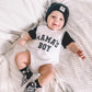 “MAMA’S BOY” TWO TONE SHORT SLEEVE ONESIE