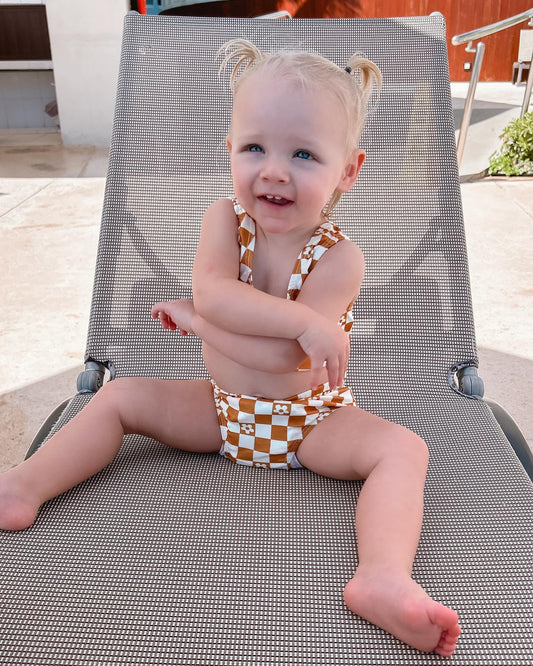 CHECKERED CREAMSICLE SWIMSUIT