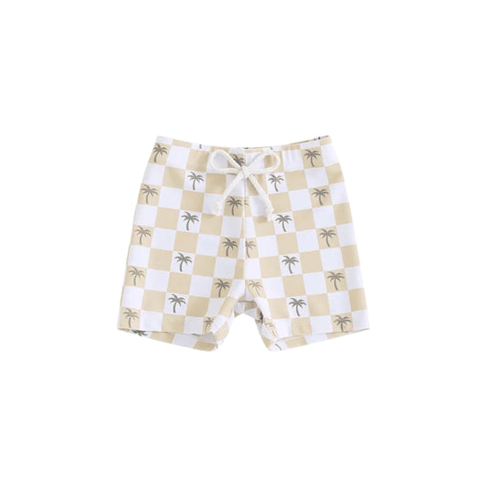 CHECKERED PALM SWIM SHORTS