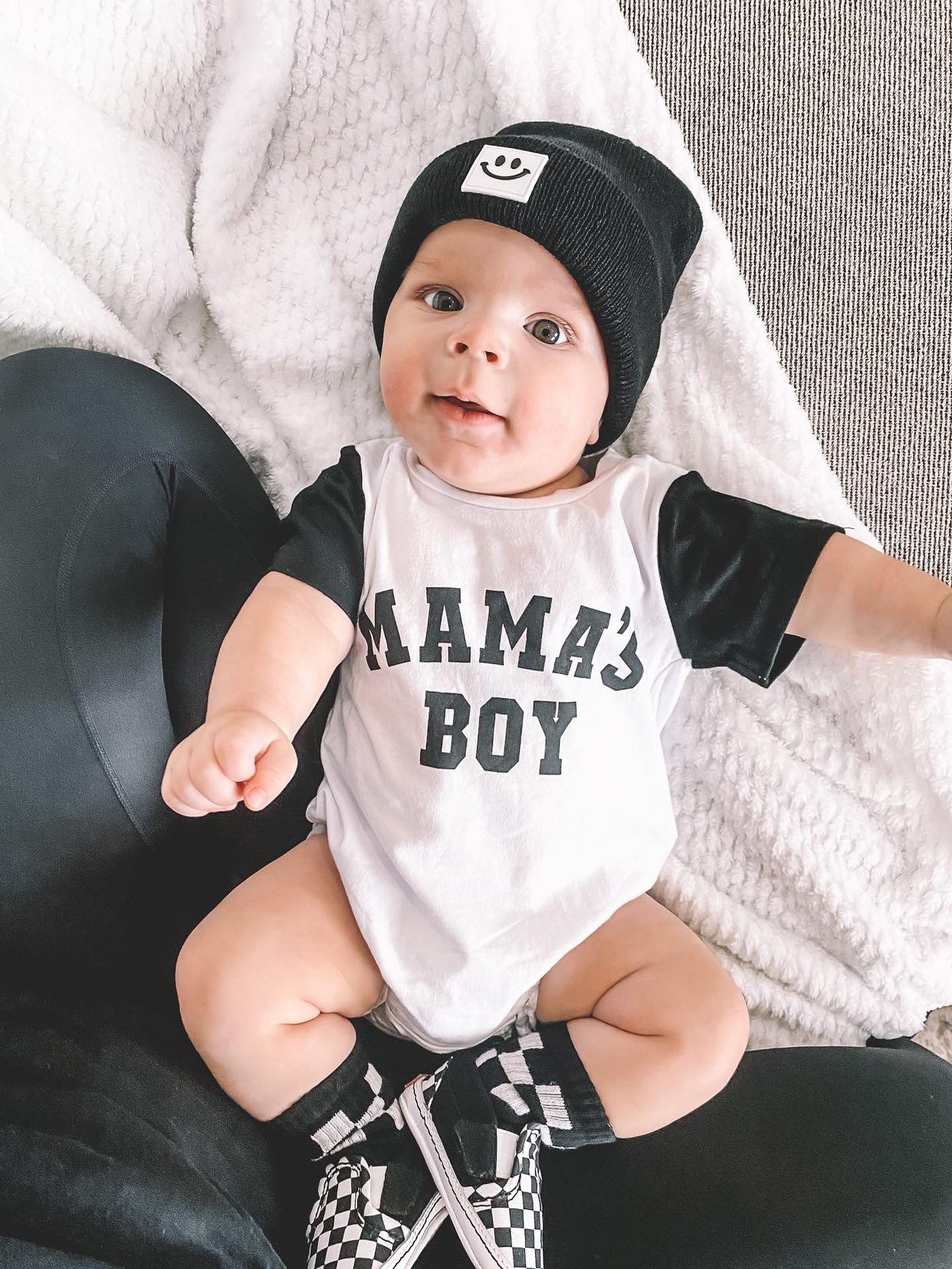 “MAMA’S BOY” TWO TONE SHORT SLEEVE ONESIE