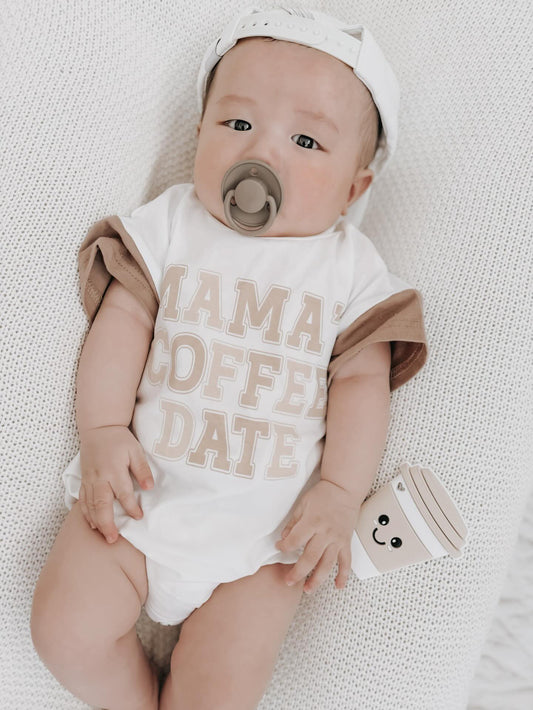 “MAMA’S COFFEE DATE” TRI COLOR ROMPER