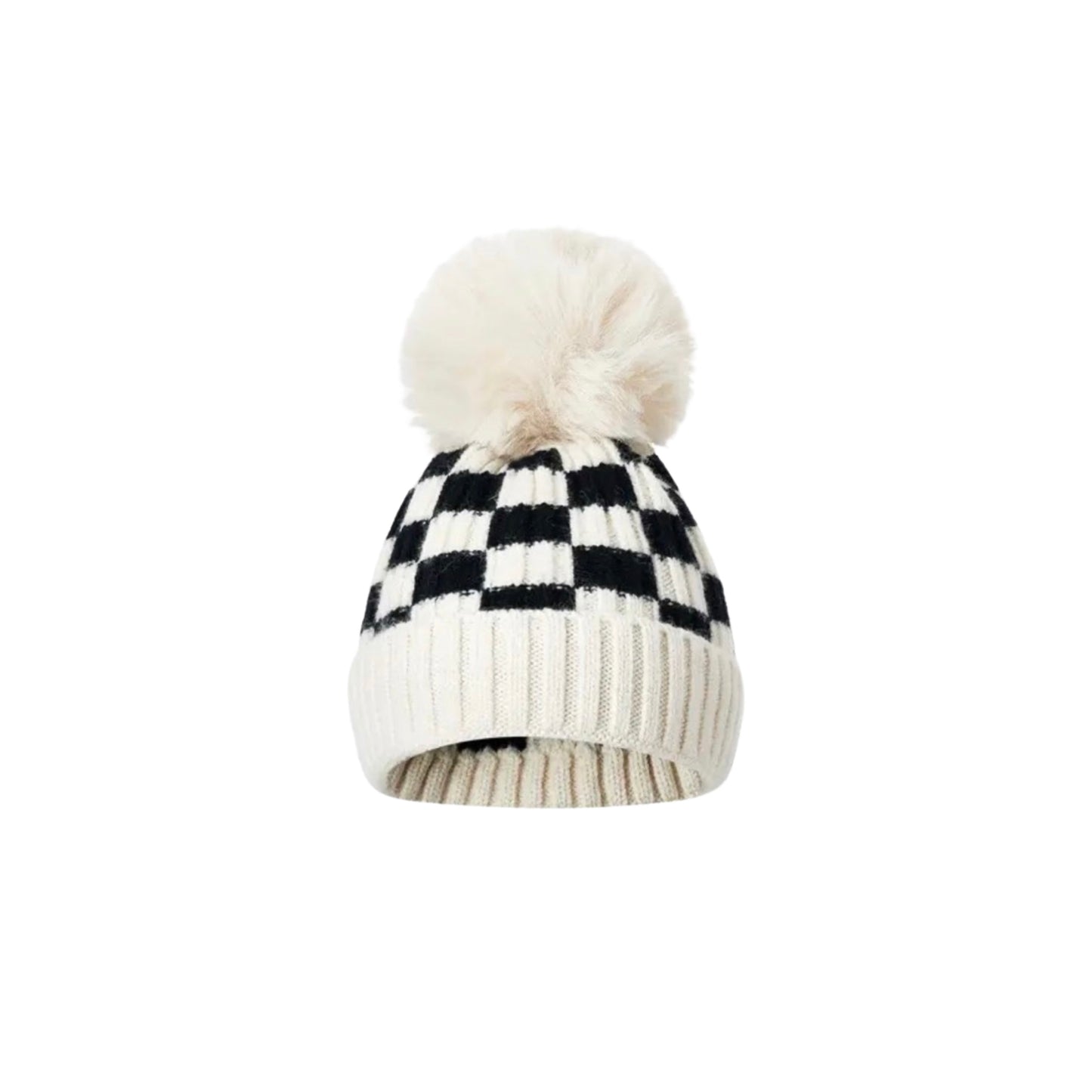 CHECKERED KNIT BEANIE