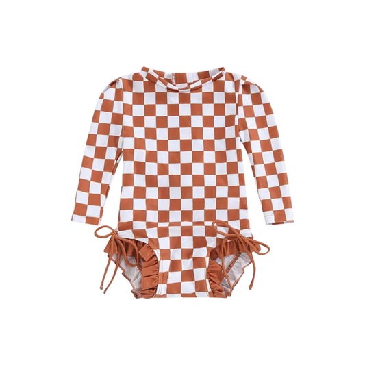 CHECKERED SWIMSUIT WITH RUFFLES