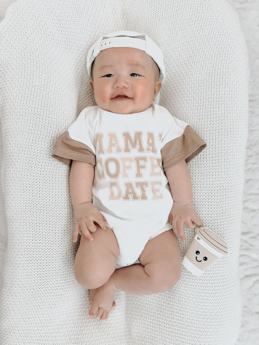 “MAMA’S COFFEE DATE” TRI COLOR ROMPER