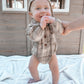 BROWN FLANNEL ROMPER