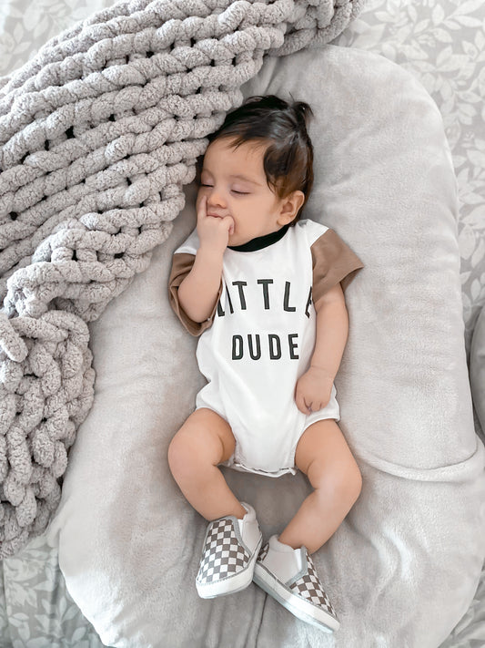 TWO TONE "LITTLE DUDE" ONESIE