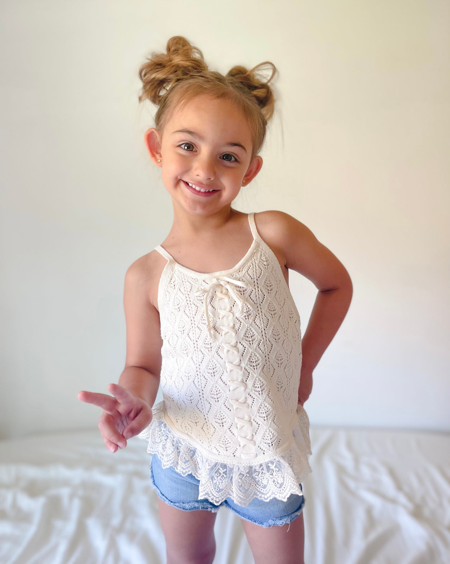 LACE UP RUFFLE TANK TOP