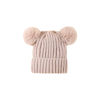 KNITTED DOUBLE POM BEANIE