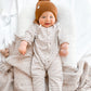STRIPED HOODED FOOTIE ROMPER