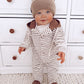 STRIPED HOODED FOOTIE ROMPER