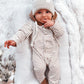 STRIPED HOODED FOOTIE ROMPER