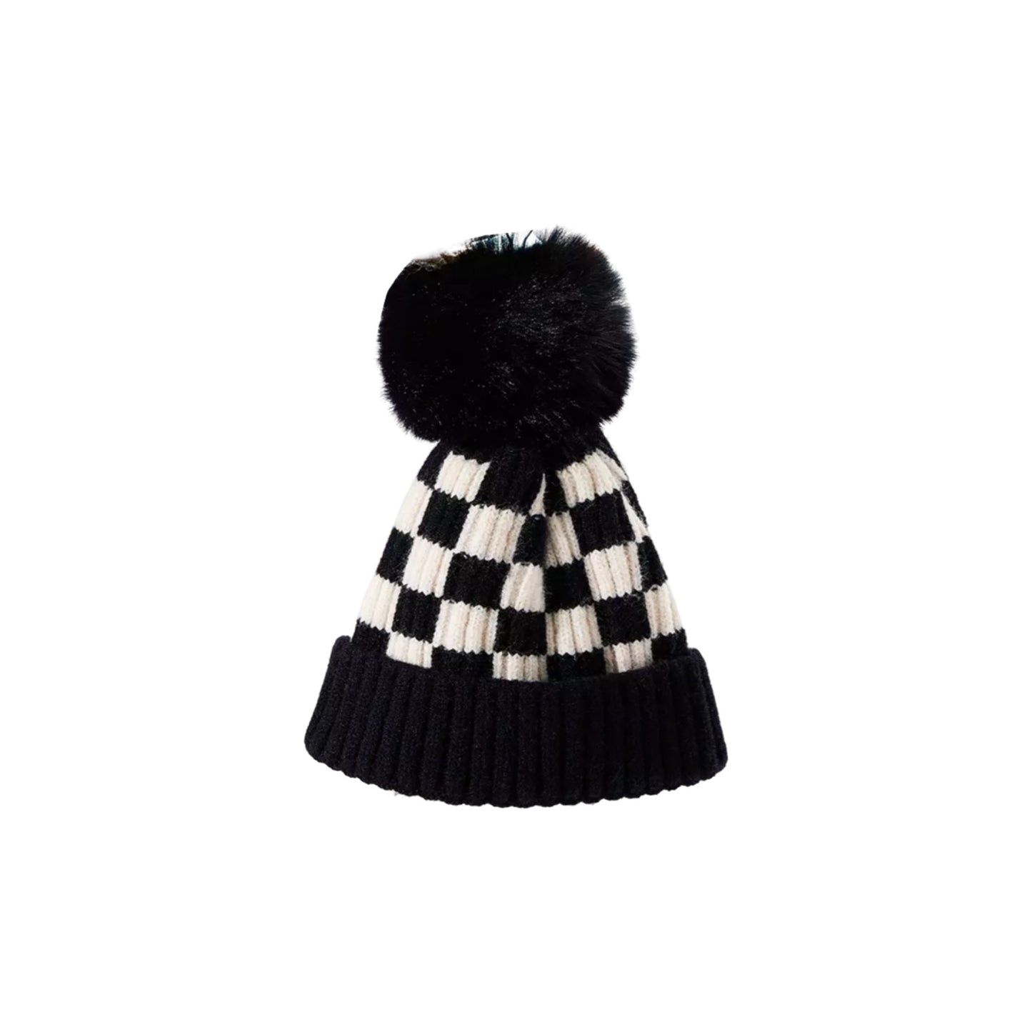 CHECKERED KNIT BEANIE