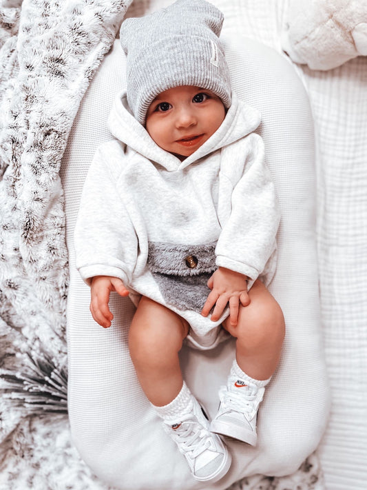 FUZZY POCKET SWEATER ROMPER