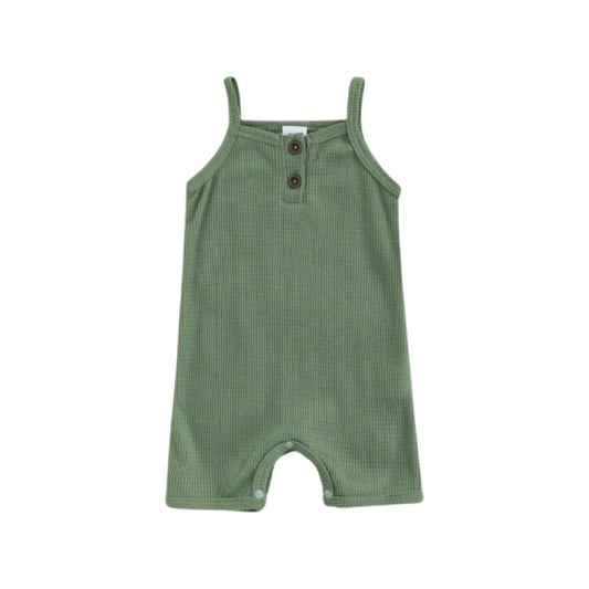 GREEN WAFFLE KNIT TANK TOP ROMPER