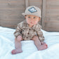 BROWN FLANNEL ROMPER