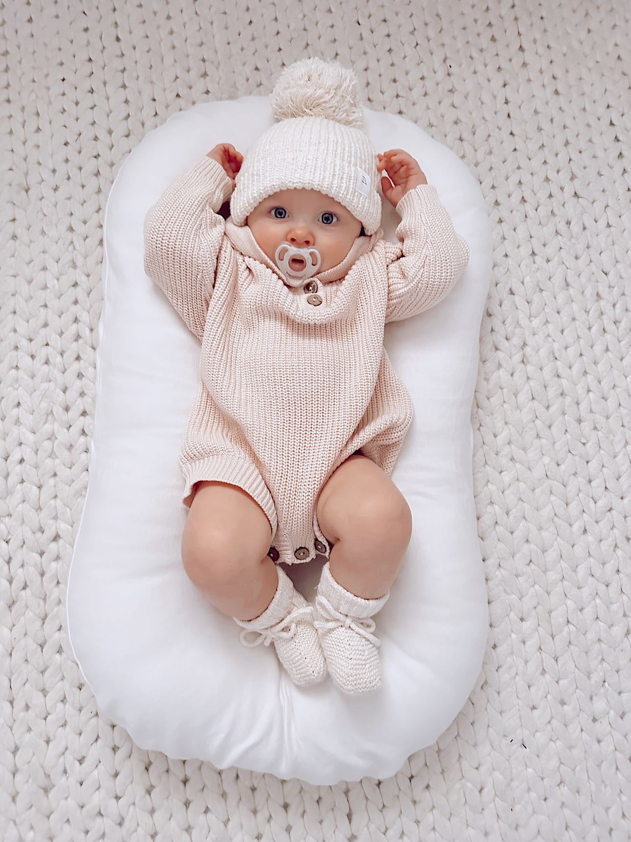 KNITTED HOODED ROMPER