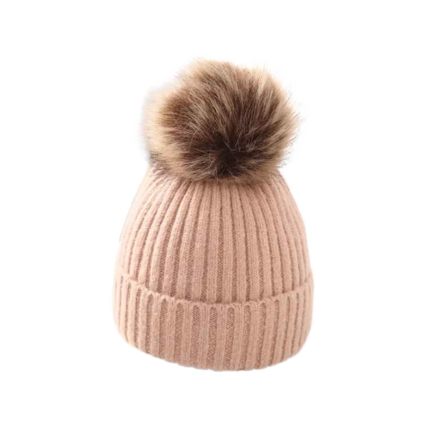 RIBBED POMPOM BEANIE