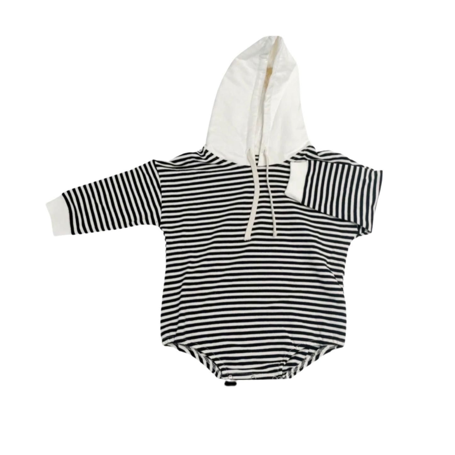 HOODED STRIPED BUBBLE ROMPER