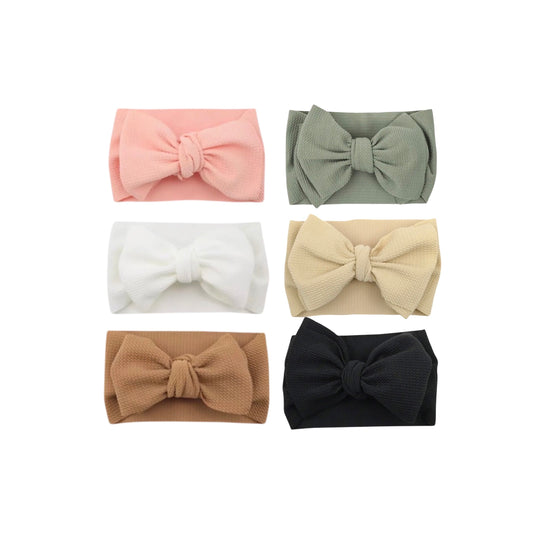 WIDE NYLON TURBAN HEADBAND BOW