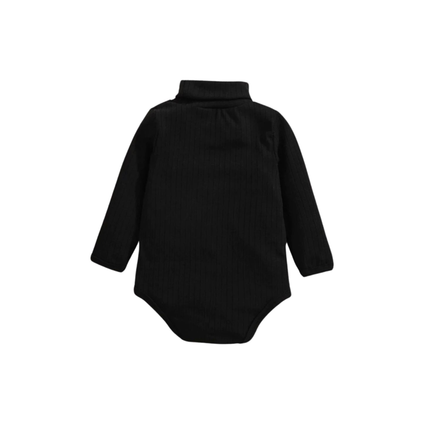 BLACK LONG SLEEVE RIBBED TURTLENECK ONESIE