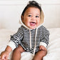 HOODED STRIPED BUBBLE ROMPER