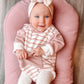 HOODED PINK STRIPED ONESIE