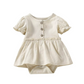 SHORT SLEEVE RUFFLE ROMPER DRESS