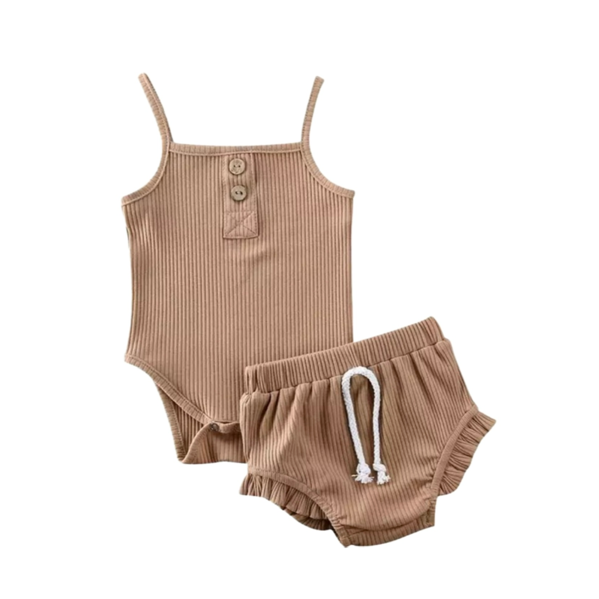 RIBBED TANK TOP BODYSUIT+SHORTS SET