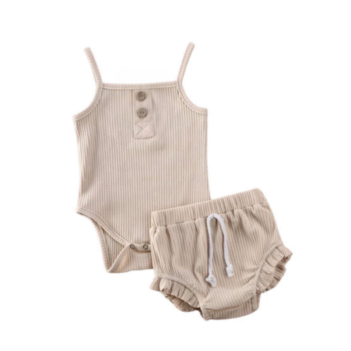 RIBBED TANK TOP BODYSUIT+SHORTS SET