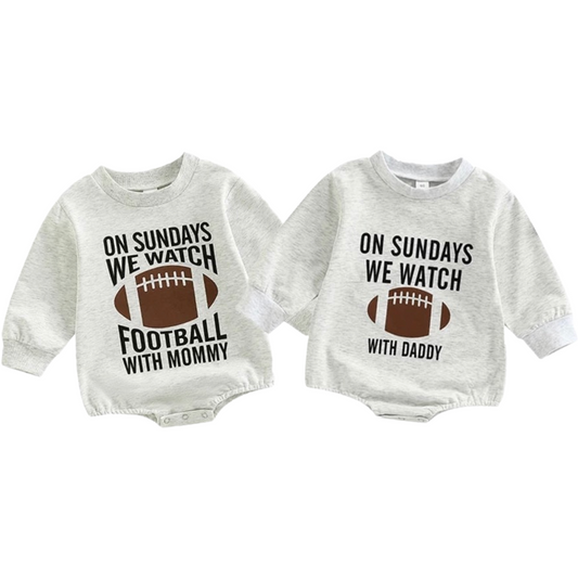 "ON SUNDAYS WE WATCH FOOTBALL" ROMPER