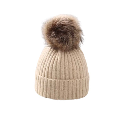 RIBBED POMPOM BEANIE