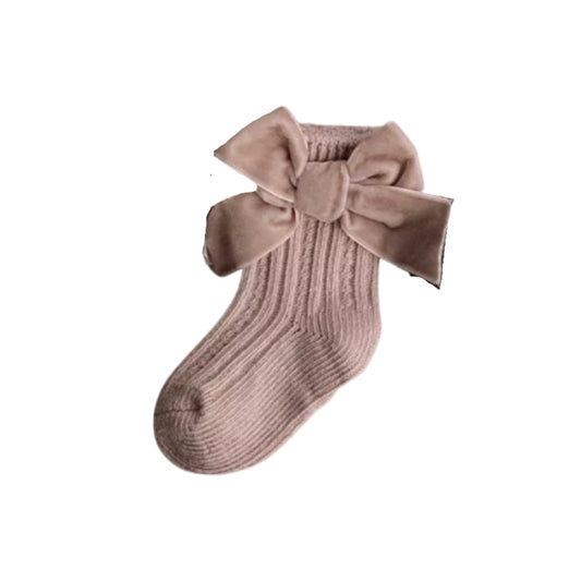 RIBBED SOCKS WITH VELVET BOW