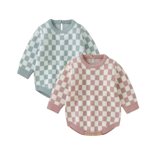 KNITTED CHECKERED ONESIE